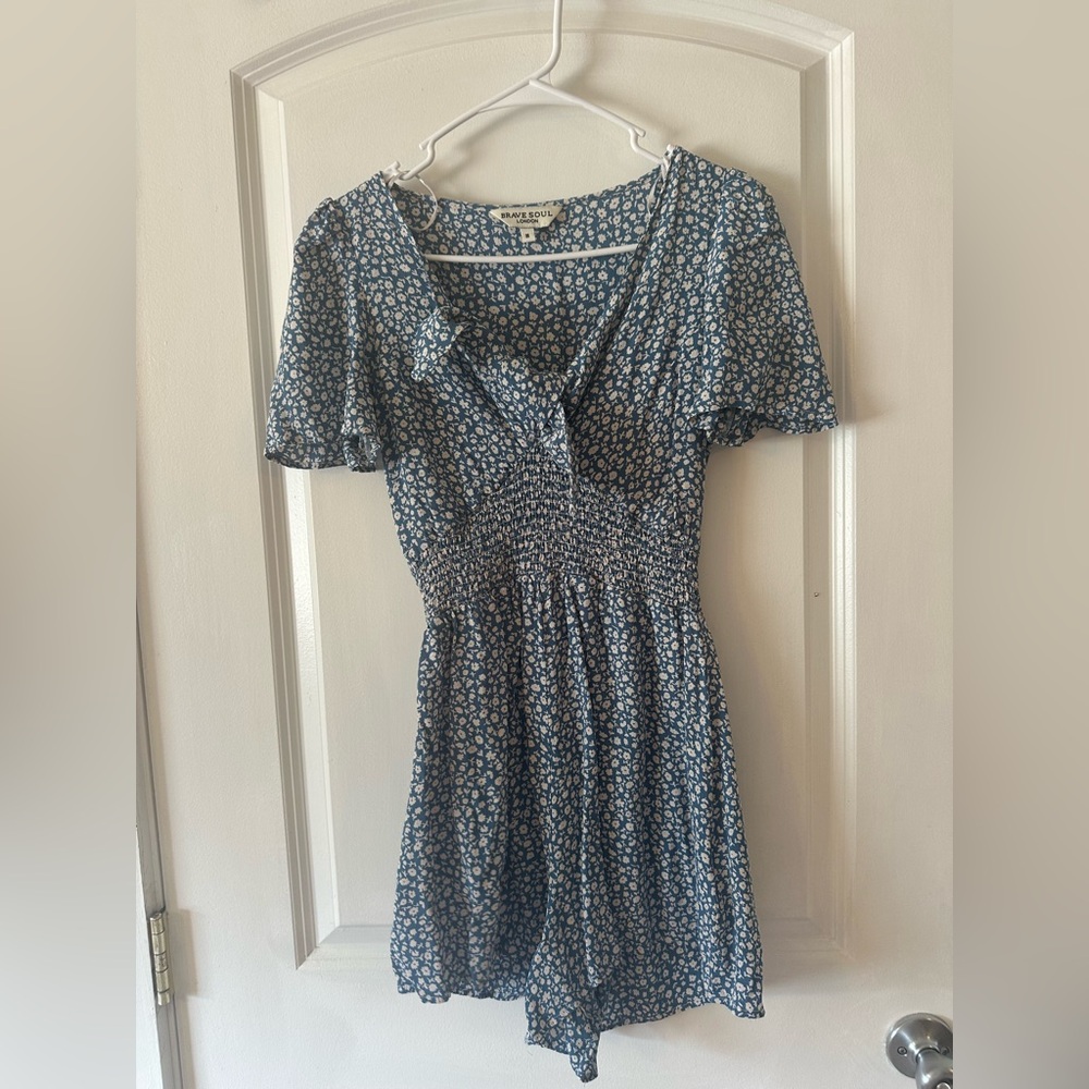 Brave Soul Blue and White Floral Romper
